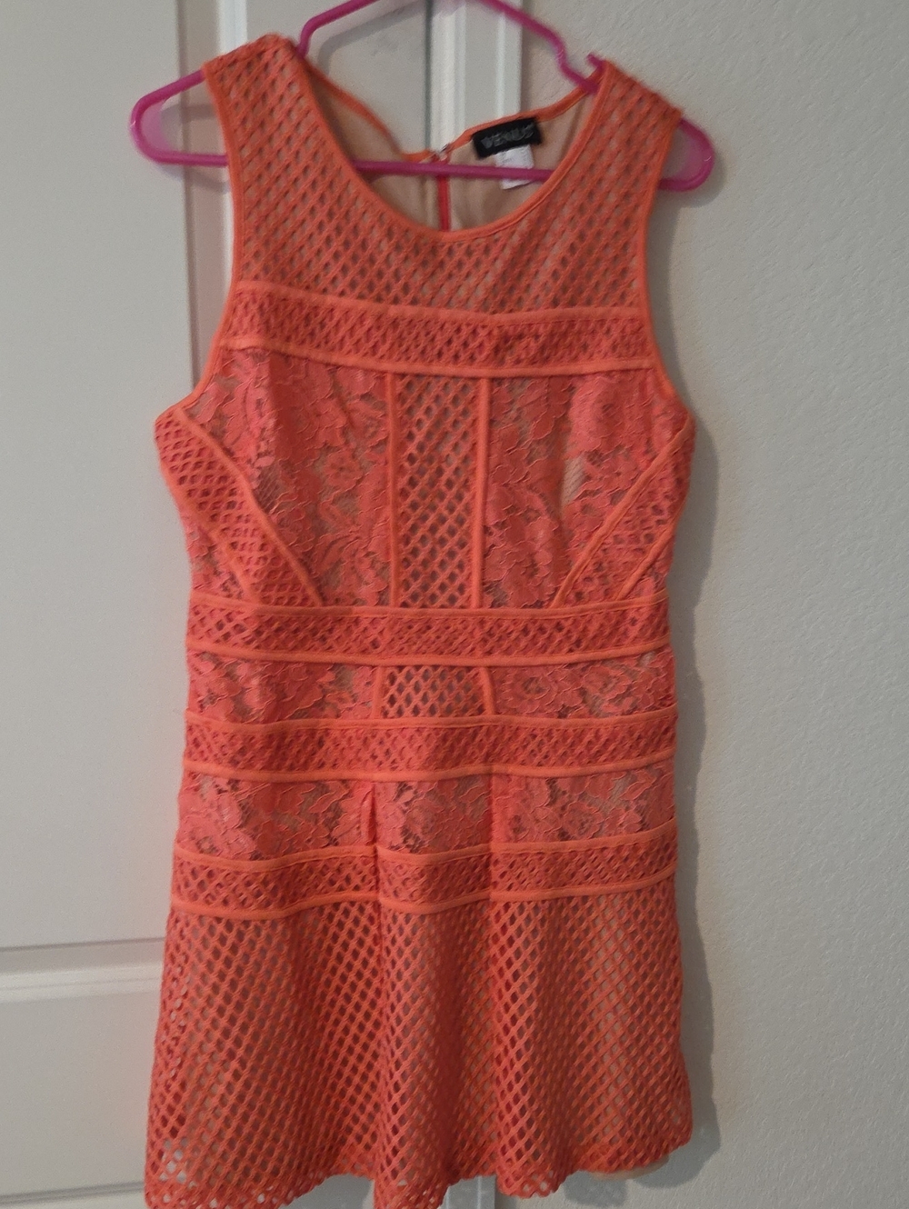 VENUS Coral Lace Mini Dress